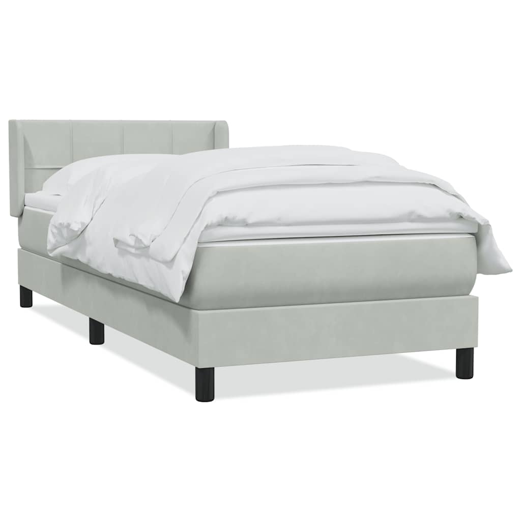 Box Spring krevet s madracem svijetlo sivi 80x220 cm samt