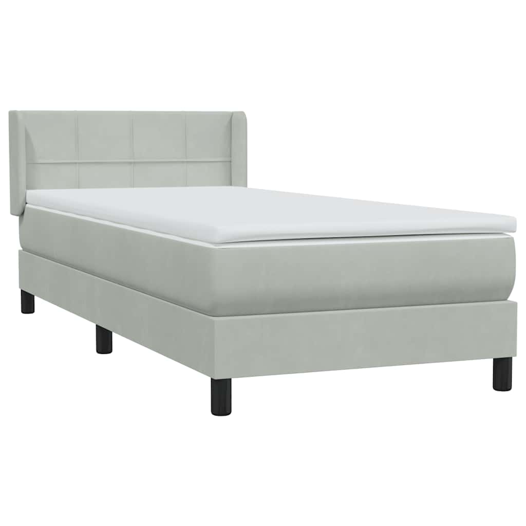 Box Spring krevet s madracem svijetlo sivi 80x220 cm samt