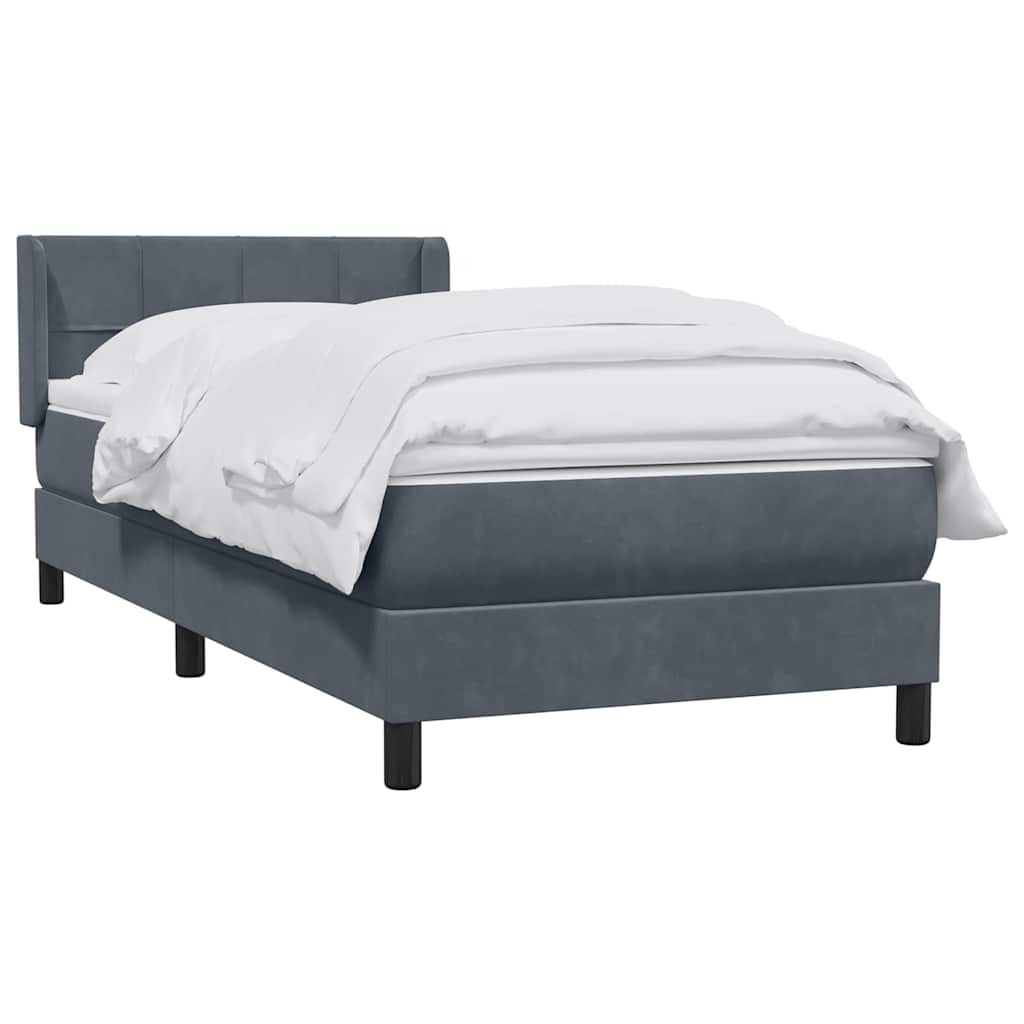 Box spring krevet s madracem tamnosivi 80 x 220 cm baršunasti