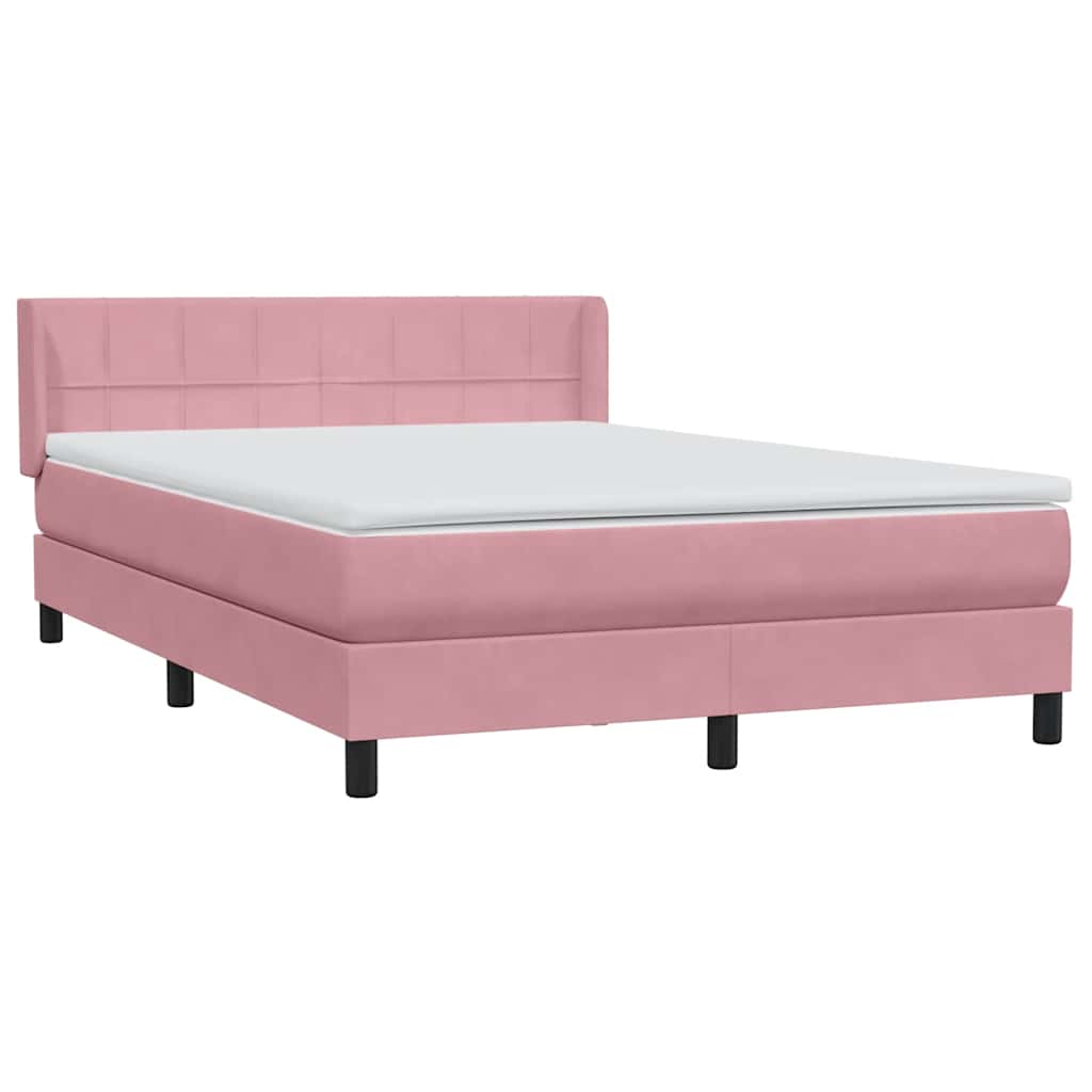 Box Spring krevet s madracem ružičasti 140x220 cm baršun