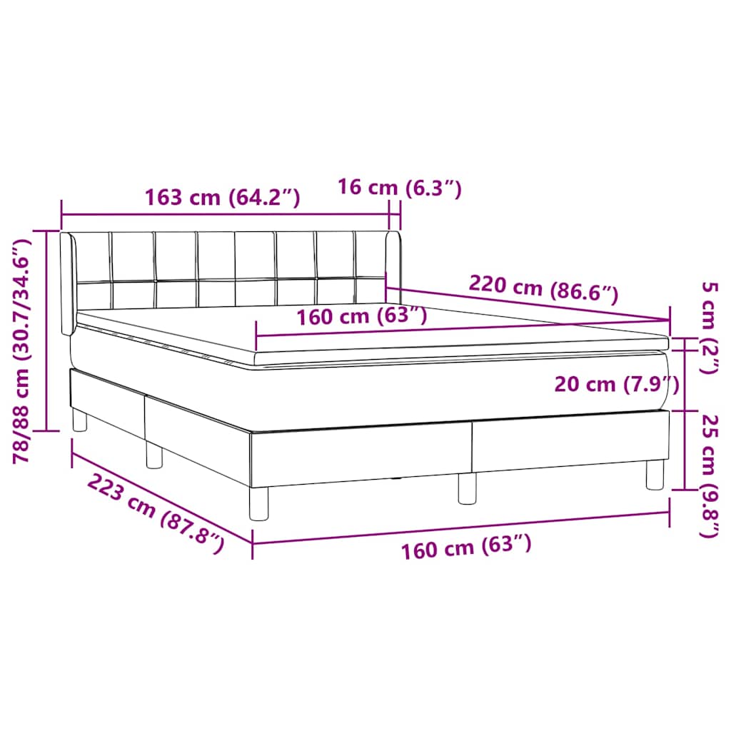 Box Spring krevet s madracem ružičasti 160x220 cm baršun