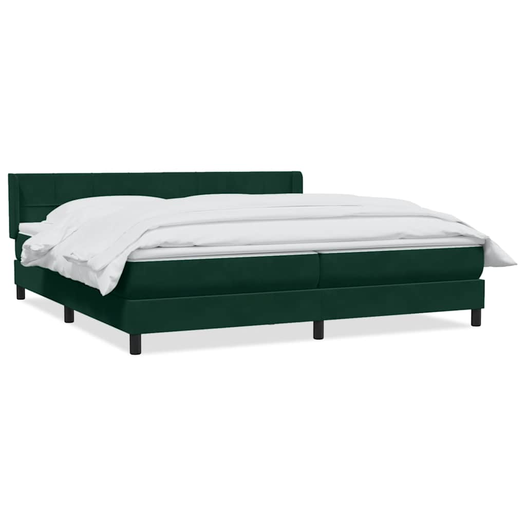 Box Spring krevet s madracem tamno zeleni 180x220 cm baršun