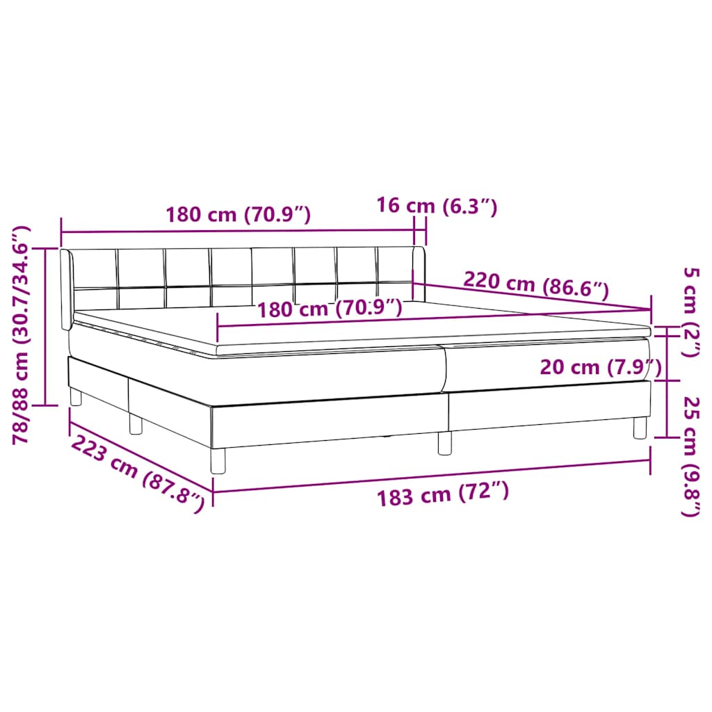 Box Spring krevet s madracem tamno zeleni 180x220 cm baršun