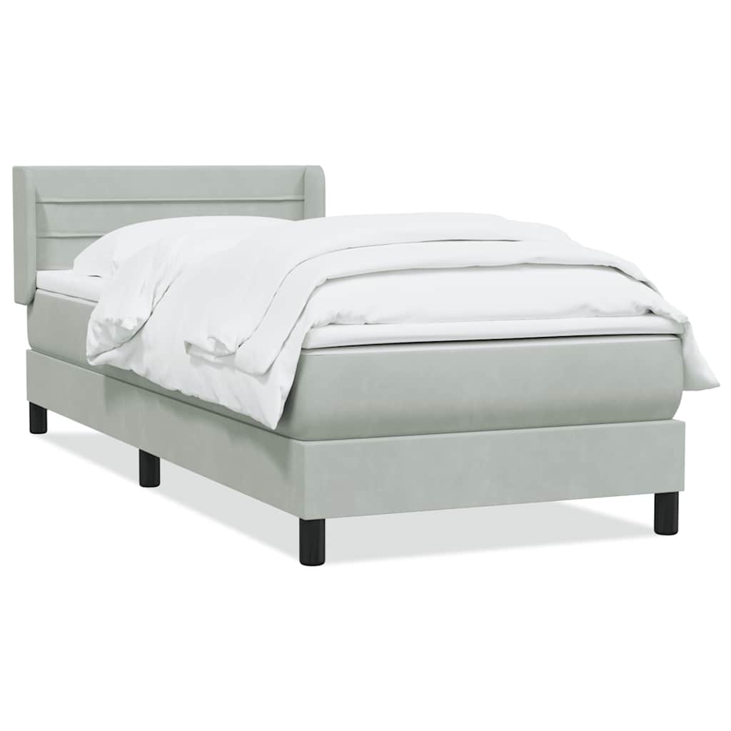 Box Spring krevet s madracem svijetlo sivi 80x210 cm baršun