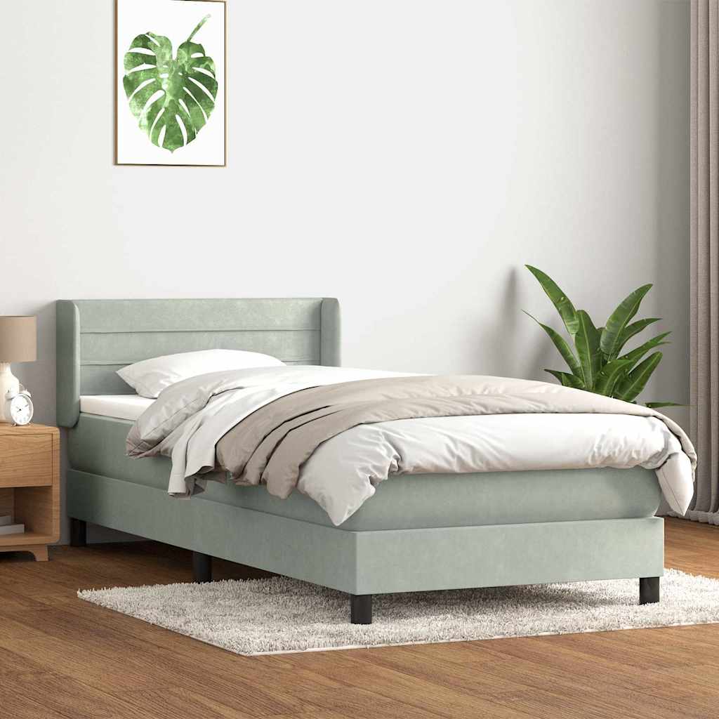 Box Spring krevet s madracem svijetlo sivi 80x210 cm baršun