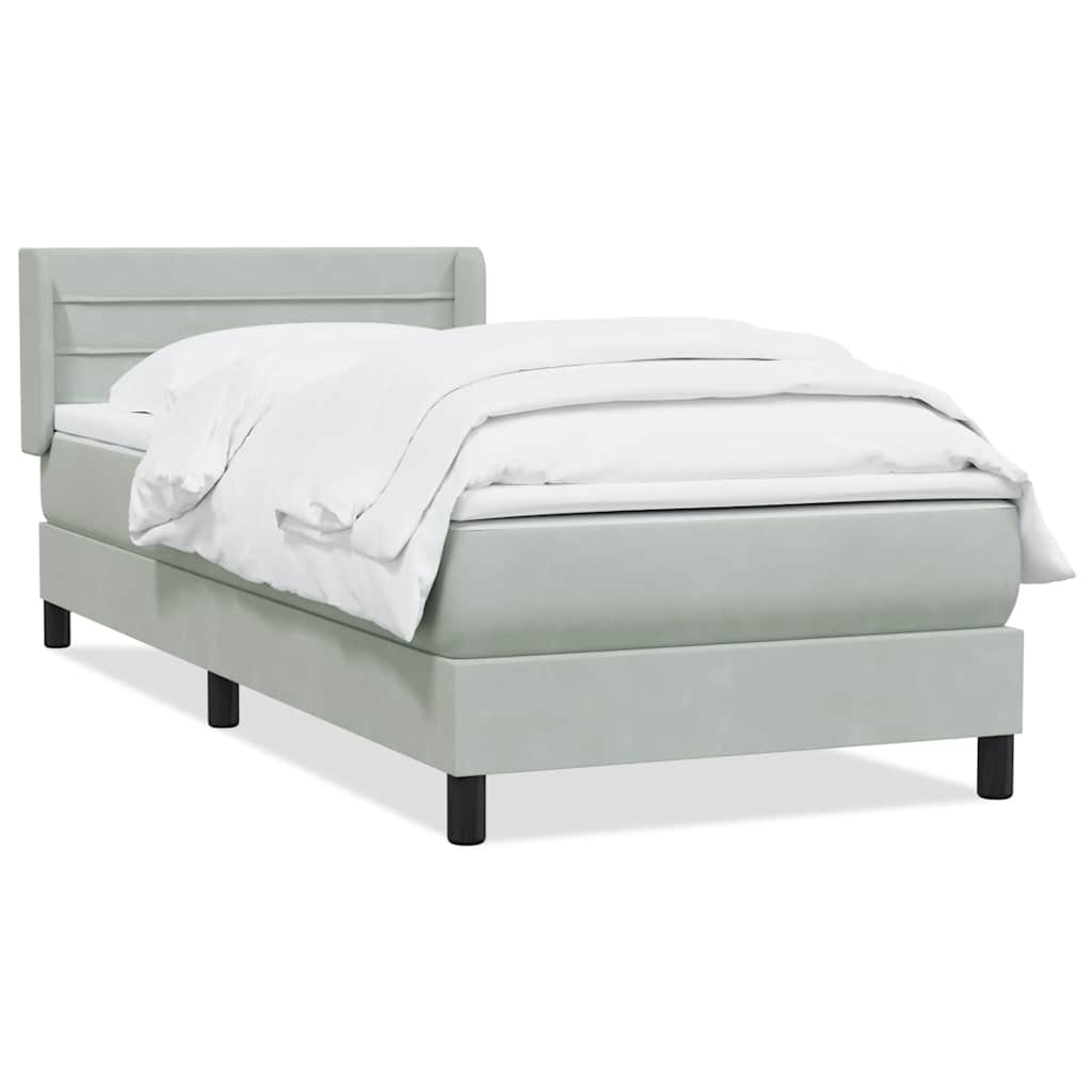 Box Spring krevet s madracem svijetlo sivi 90x210 cm baršun
