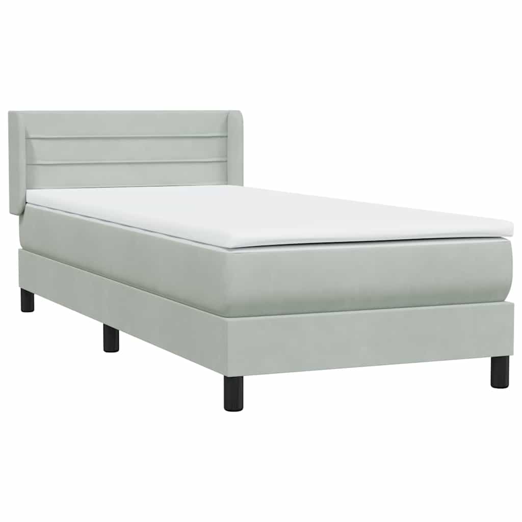 Box Spring krevet s madracem svijetlo sivi 90x210 cm baršun
