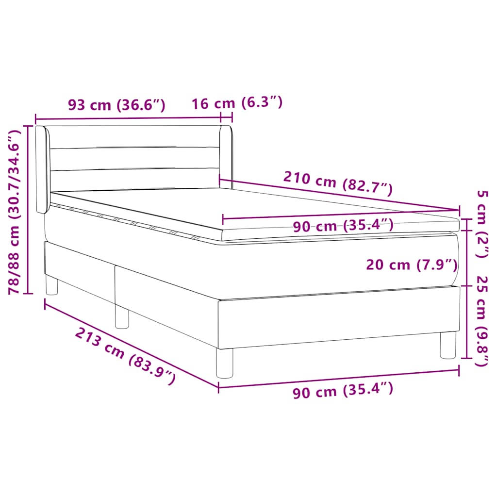 Box Spring krevet s madracem ružičasti 90x210 cm samt