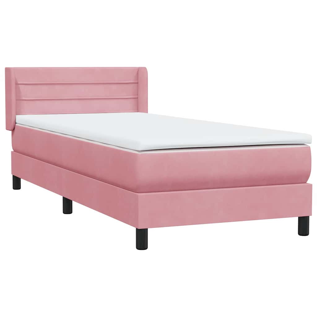 Box Spring krevet s madracem ružičasti 90x210 cm samt