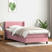 Box Spring krevet s madracem ružičasti 90x210 cm samt