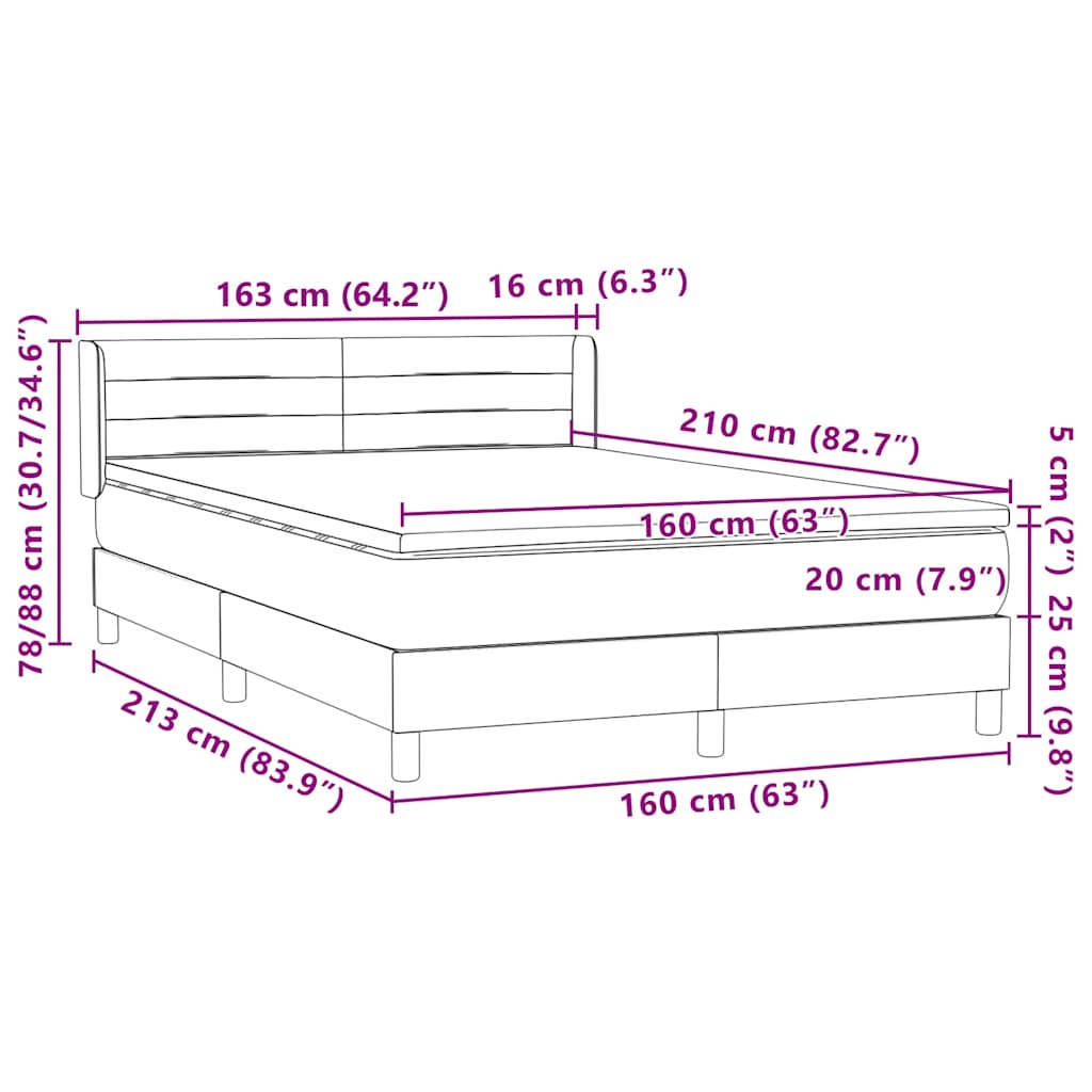 Box spring krevet s madracem crni 160x210 cm baršunasti