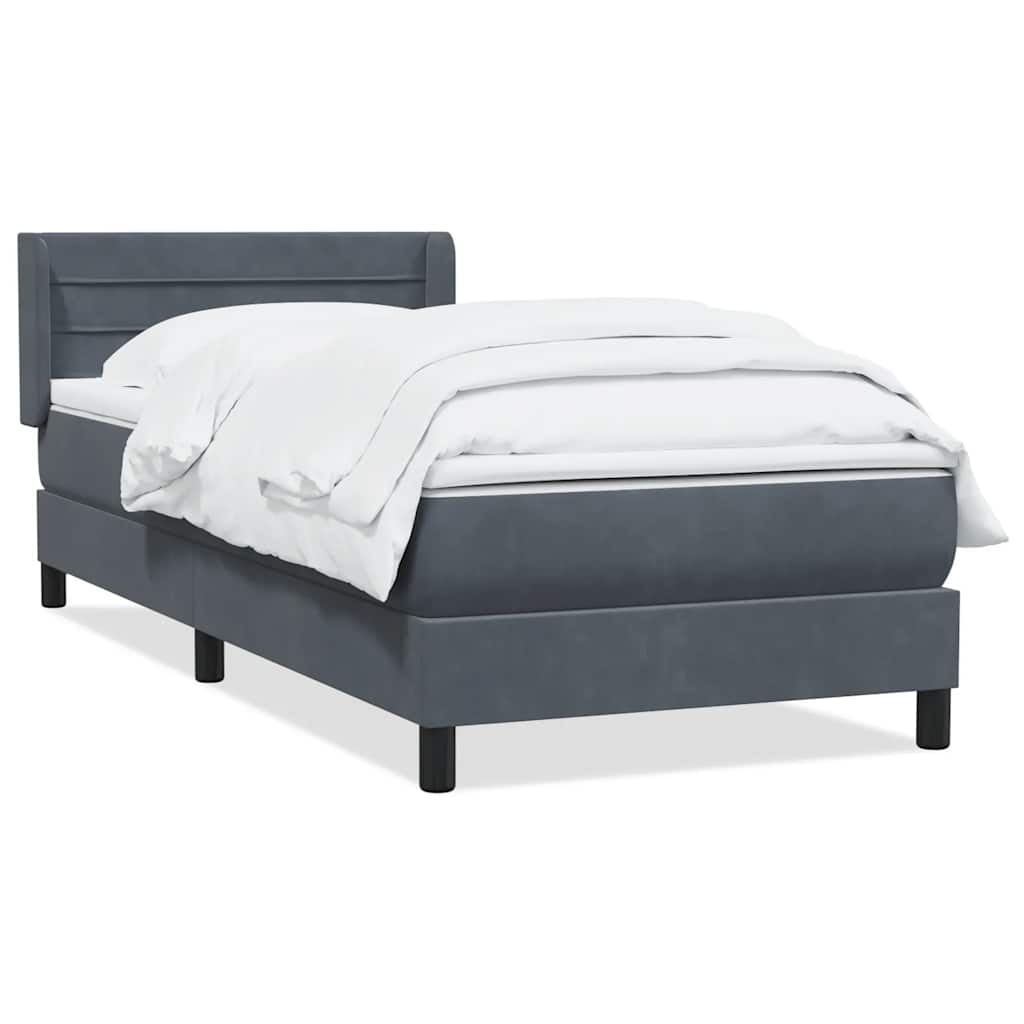 Box spring krevet s madracem tamnosivi 90x220 cm baršunasti