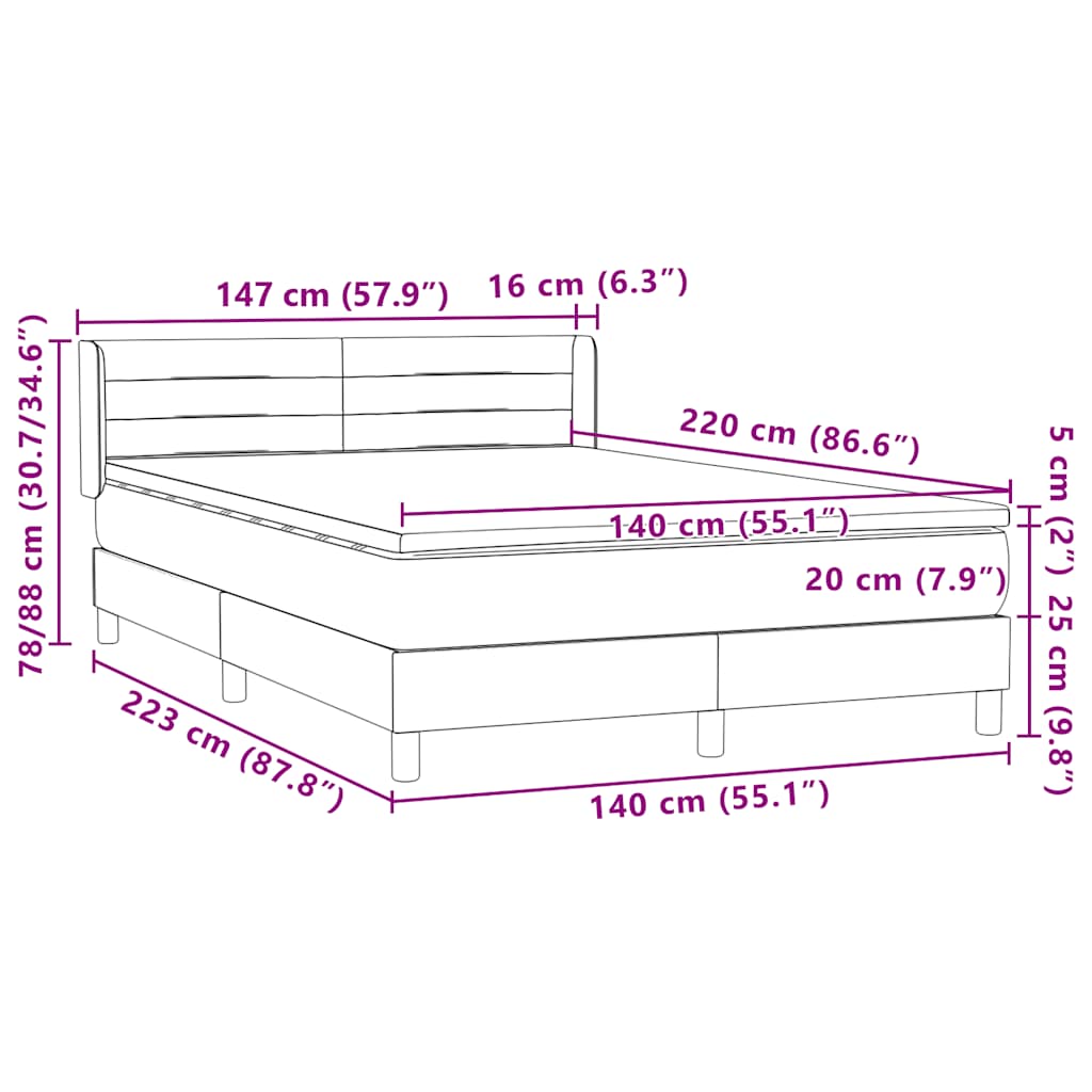 Box Spring krevet s madracem ružičasti 140x220 cm baršun
