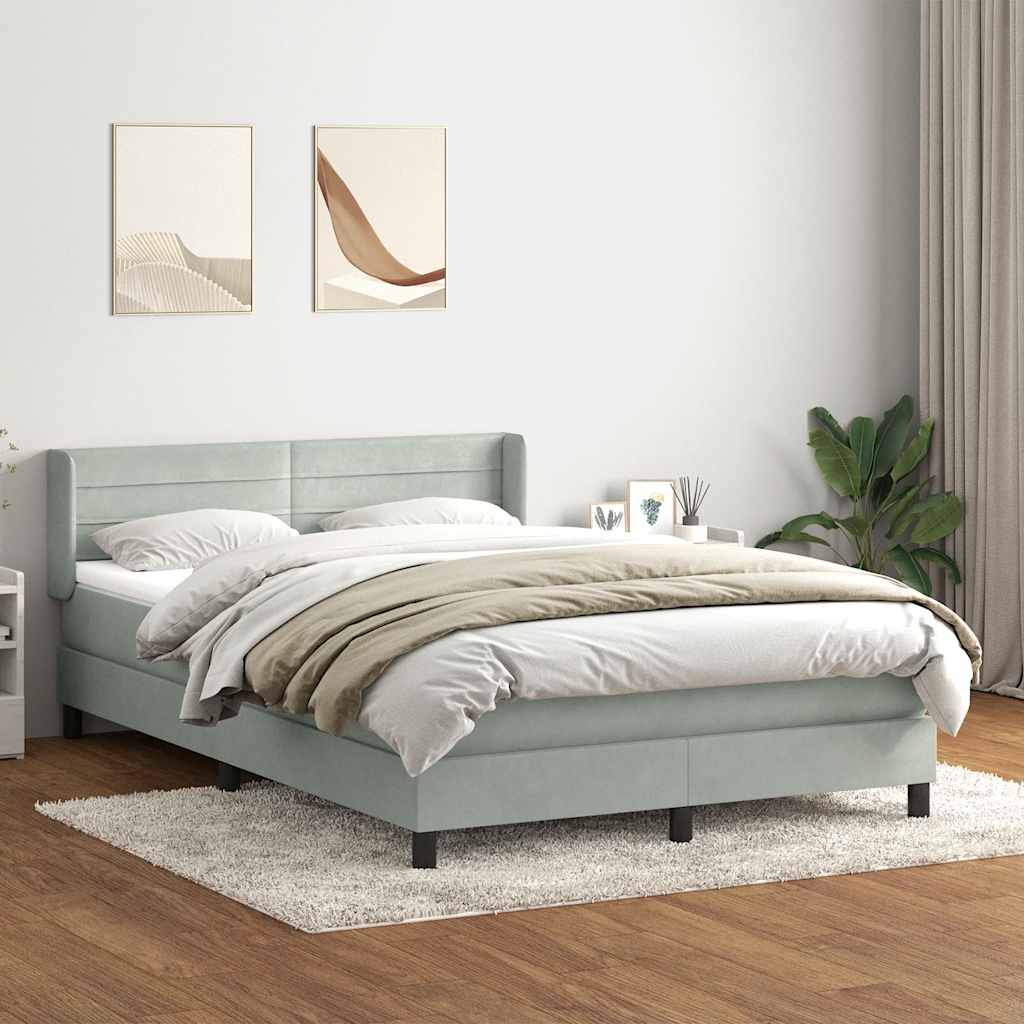 Krevet s oprugama i madracem svjetlosivi 160x220 cm baršunasti