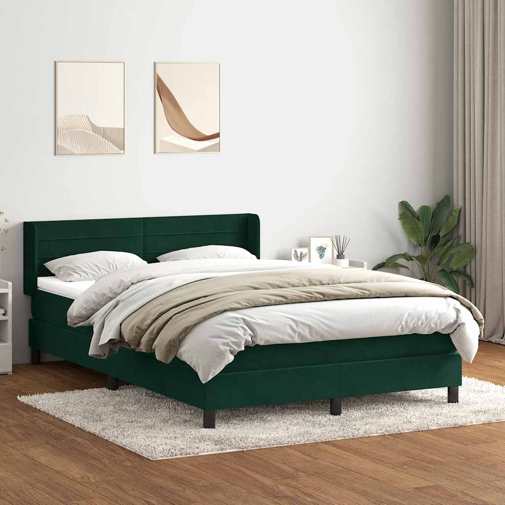 Box Spring krevet s madracem tamno zeleni 160x220 cm baršun
