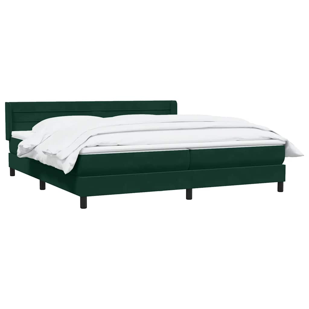 Box Spring krevet s madracem tamno zeleni 180x220 cm baršun