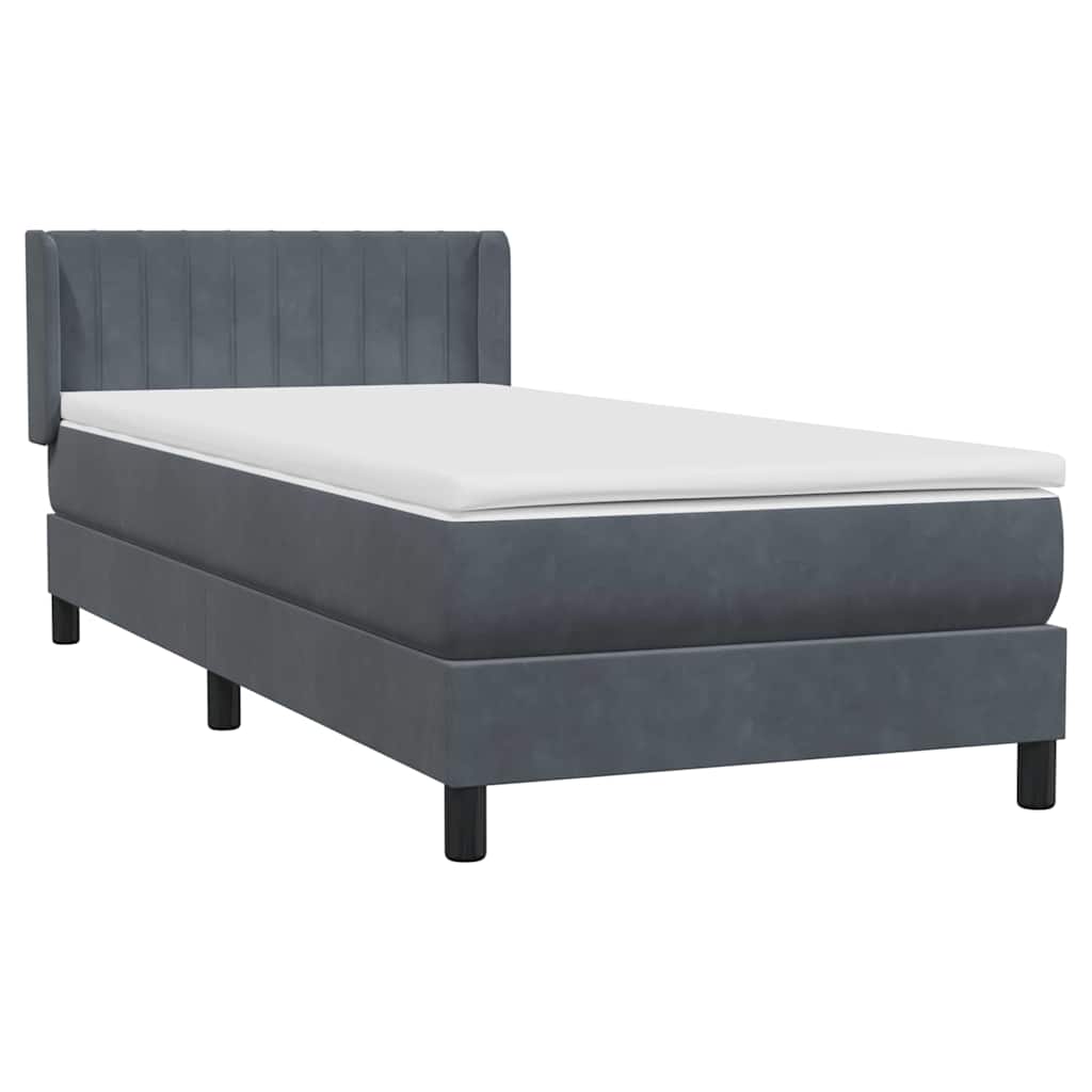 Box Spring krevet s madracem tamno sivi 80x210 cm baršun