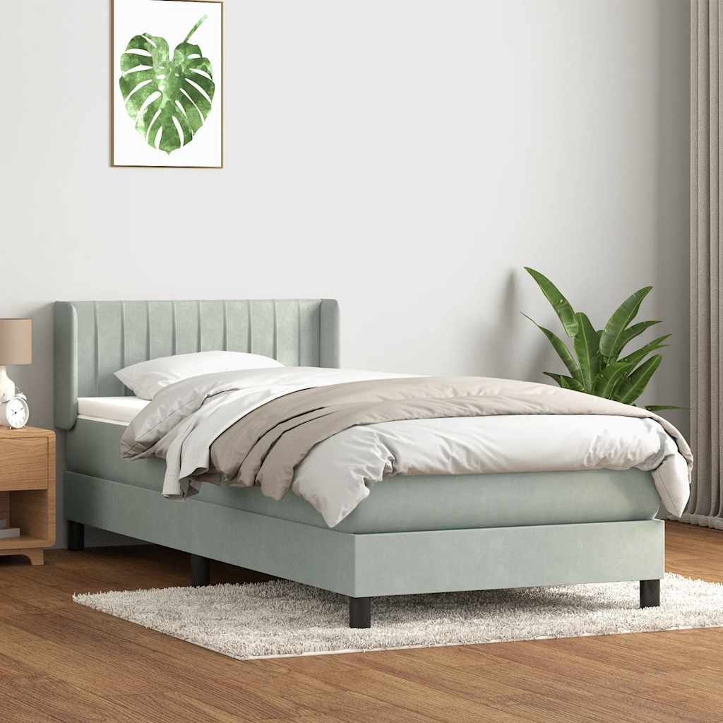 Box Spring krevet s madracem svijetlo sivi 80x220 cm samt