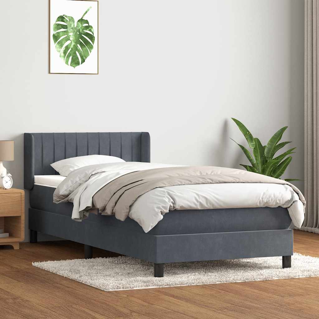 Box spring krevet s madracem tamnosivi 80 x 220 cm baršunasti