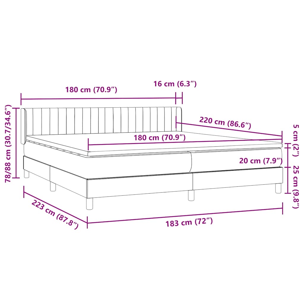 Box Spring krevet s madracem tamno zeleni 180x220 cm baršun