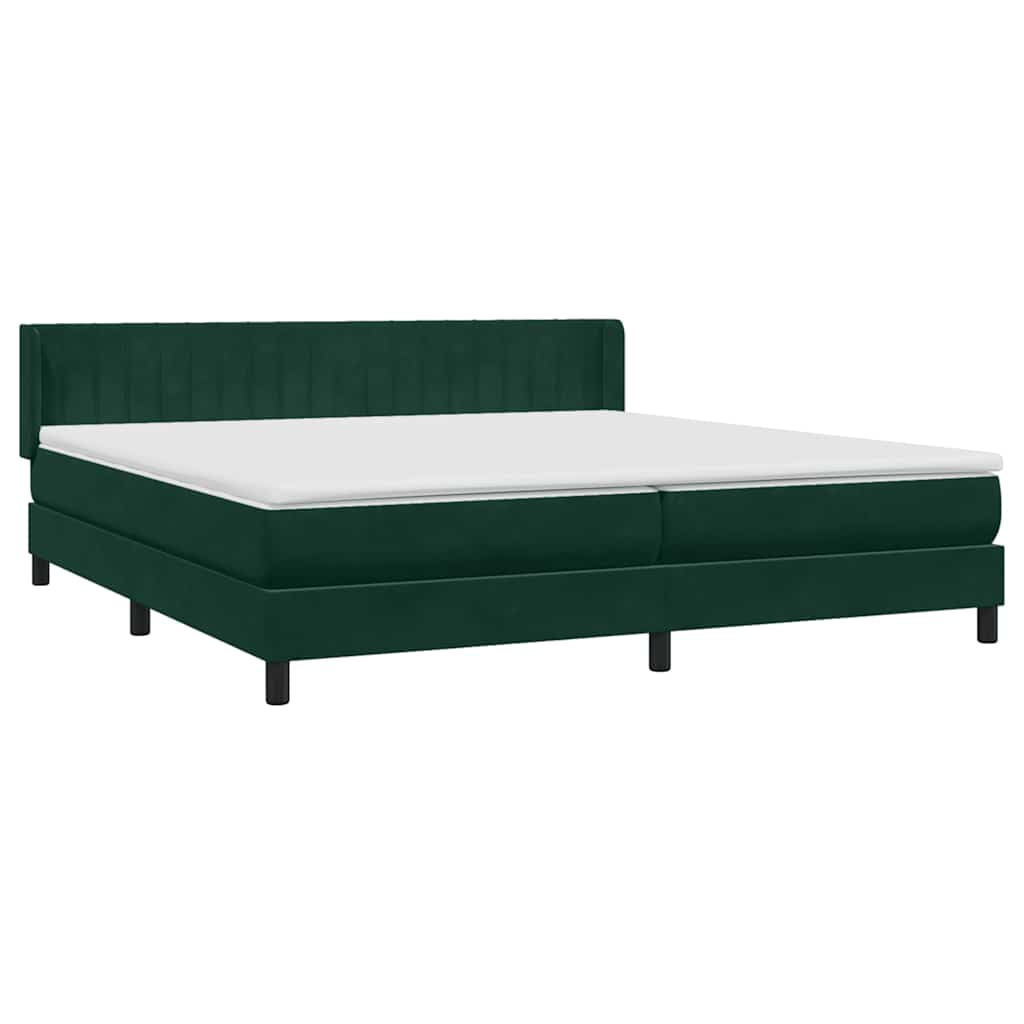 Box Spring krevet s madracem tamno zeleni 180x220 cm baršun