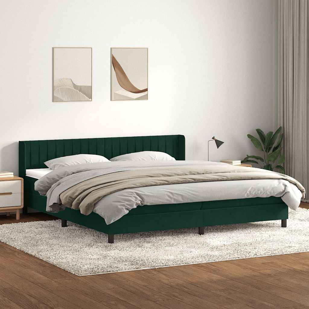 Box Spring krevet s madracem tamno zeleni 180x220 cm baršun