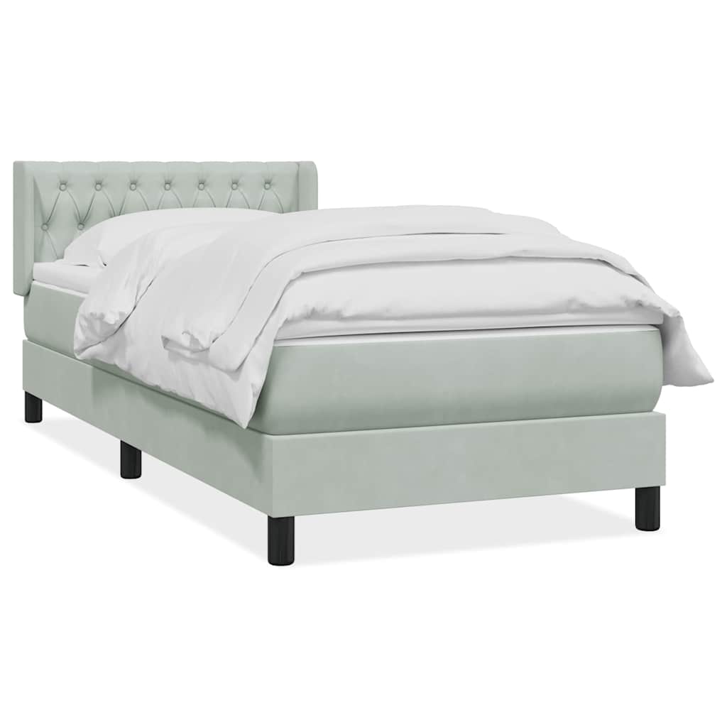 Box Spring krevet s madracem svijetlo sivi 90x210 cm baršun