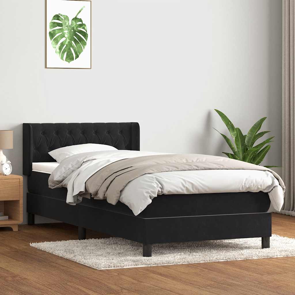 Box spring krevet s madracem crni 90x210 cm baršunasti