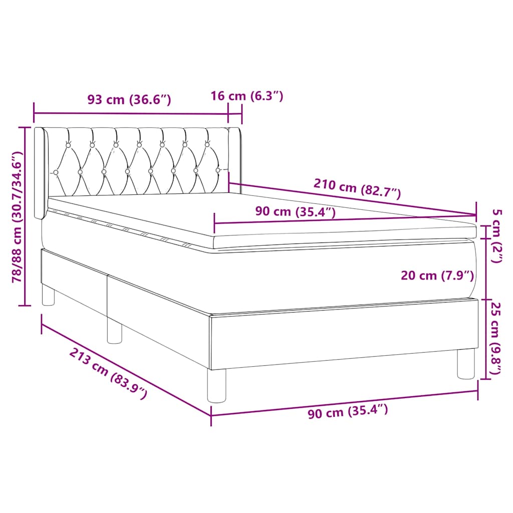 Box Spring krevet s madracem ružičasti 90x210 cm samt