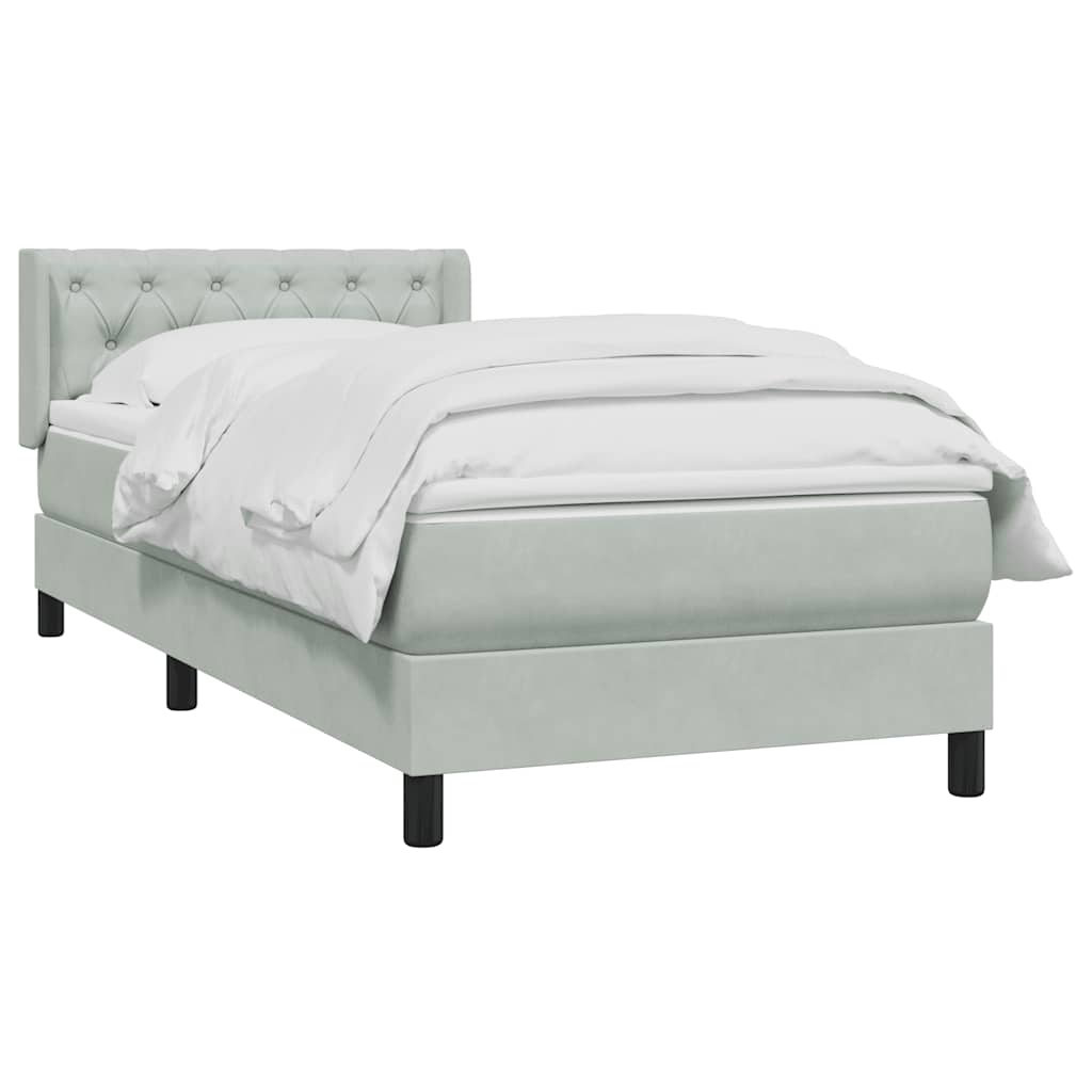 Box Spring krevet s madracem svijetlo sivi 80x220 cm samt