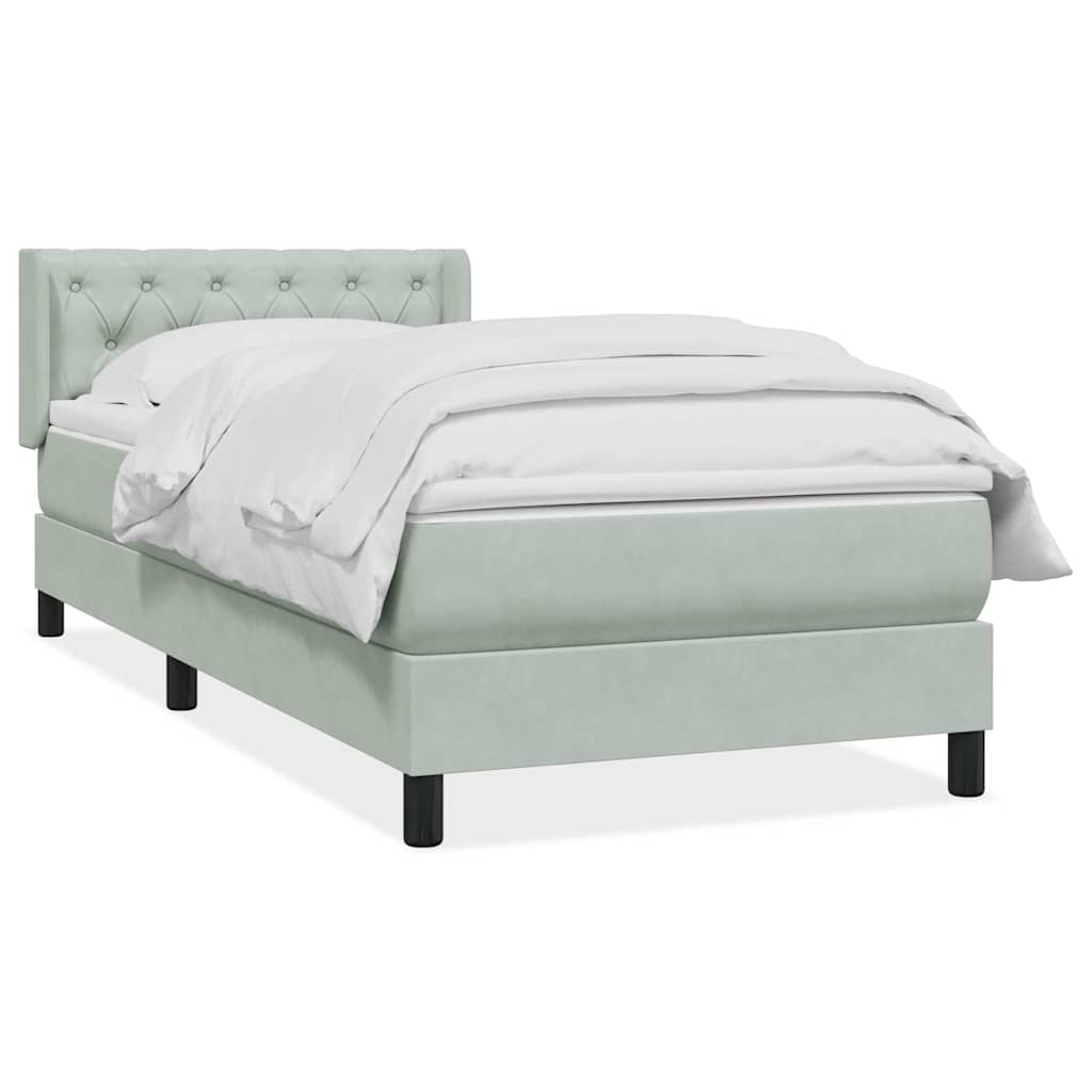 Box Spring krevet s madracem svijetlo sivi 80x220 cm samt