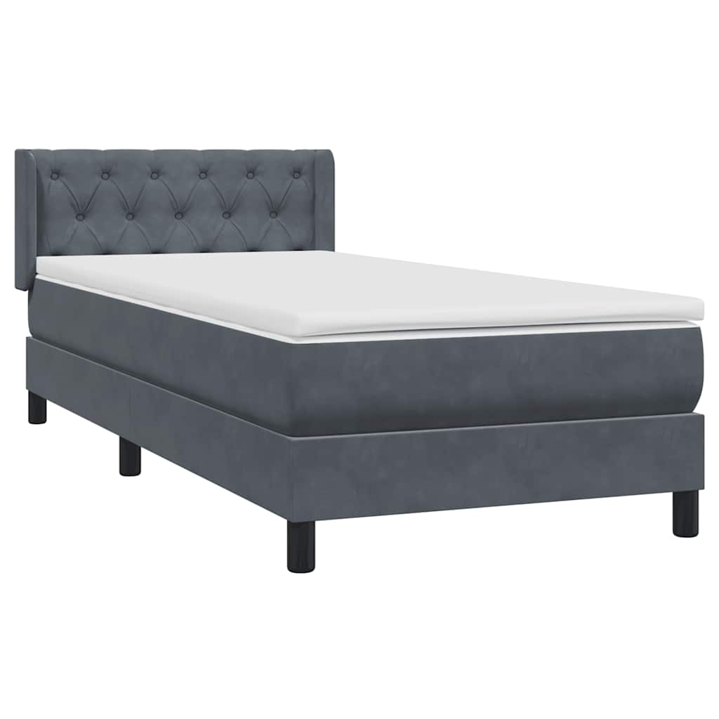 Box spring krevet s madracem tamnosivi 80 x 220 cm baršunasti