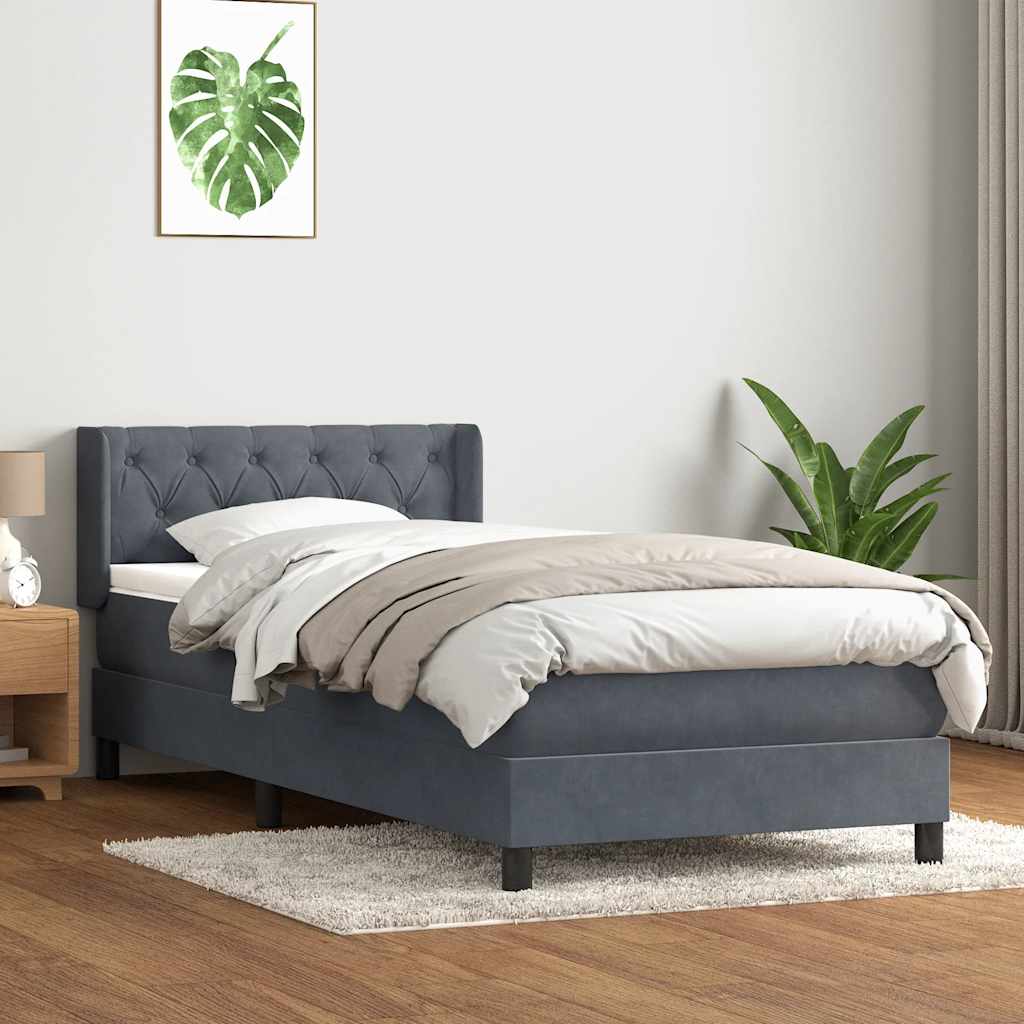Box spring krevet s madracem tamnosivi 80 x 220 cm baršunasti
