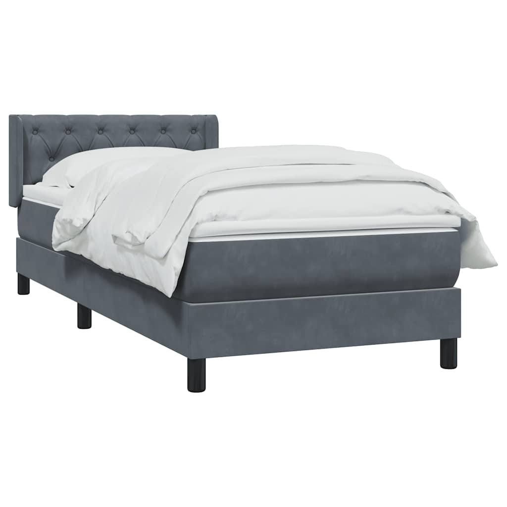 Box spring krevet s madracem tamnosivi 80 x 220 cm baršunasti