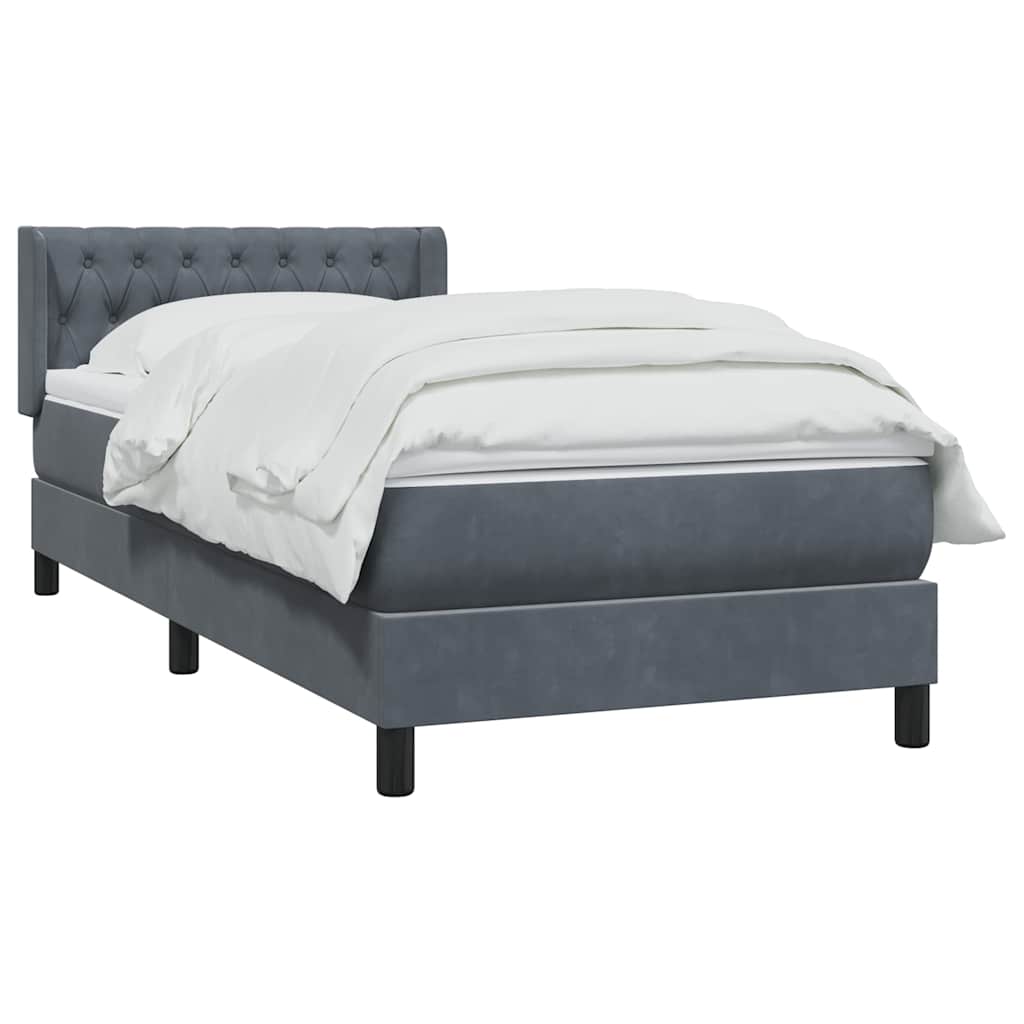 Box spring krevet s madracem tamnosivi 90x220 cm baršunasti