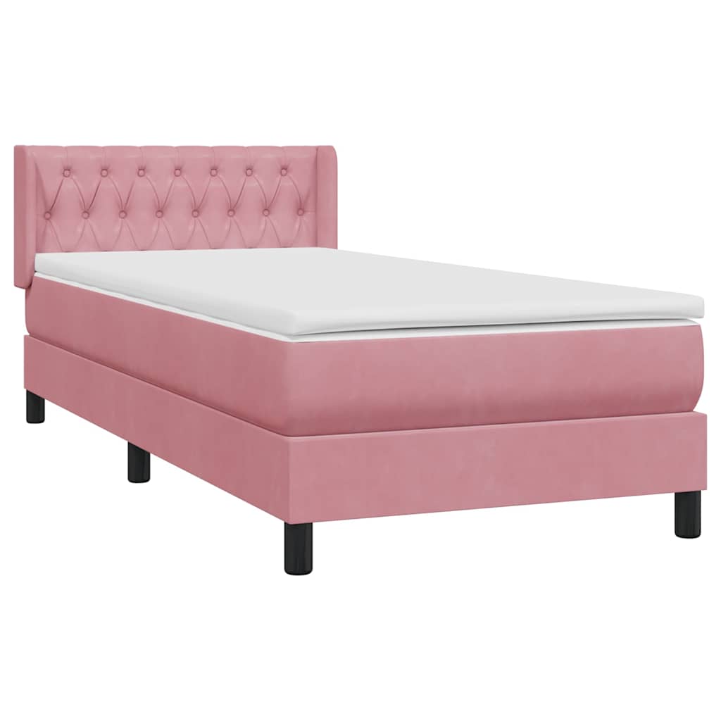 Box spring krevet s madracem ružičasti 90x220 cm baršunasti