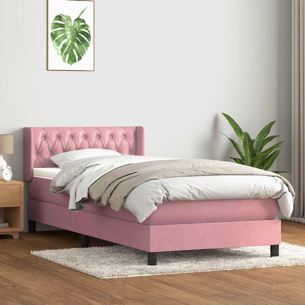 Box spring krevet s madracem ružičasti 90x220 cm baršunasti