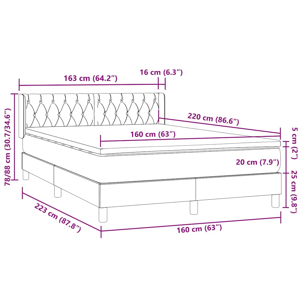 Box Spring krevet s madracem ružičasti 160x220 cm baršun