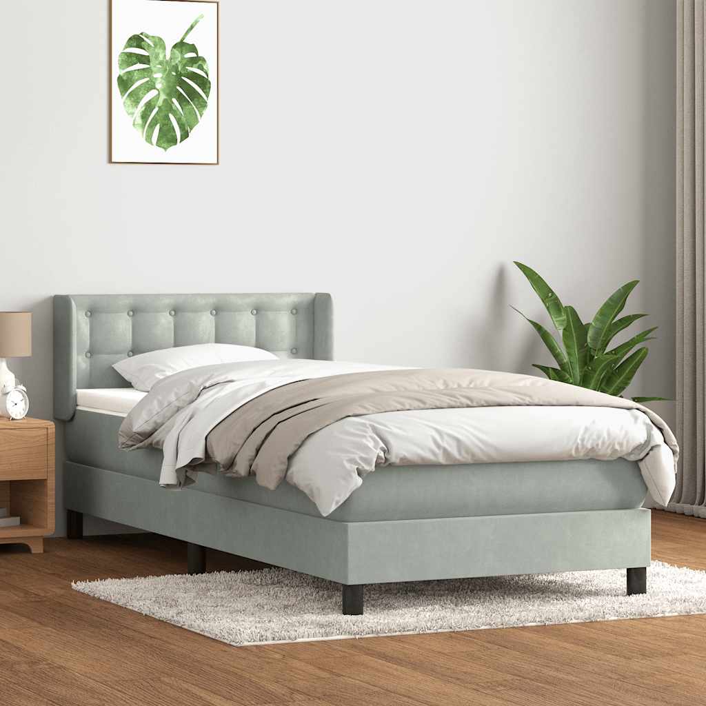 Box Spring krevet s madracem svijetlo sivi 80x210 cm baršun