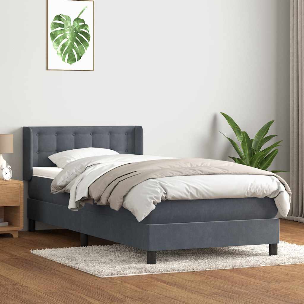 Box Spring krevet s madracem tamno sivi 80x210 cm baršun
