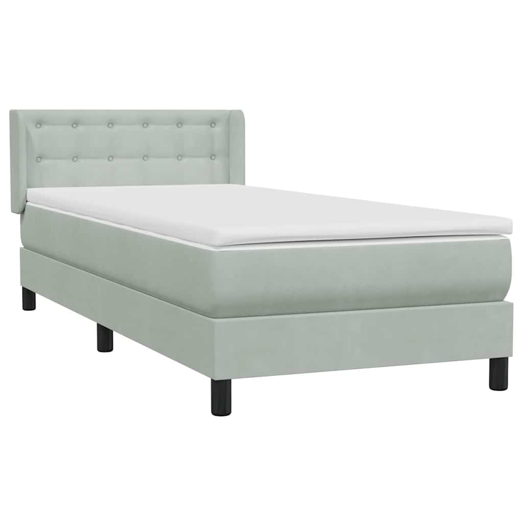 Box Spring krevet s madracem svijetlo sivi 80x220 cm samt