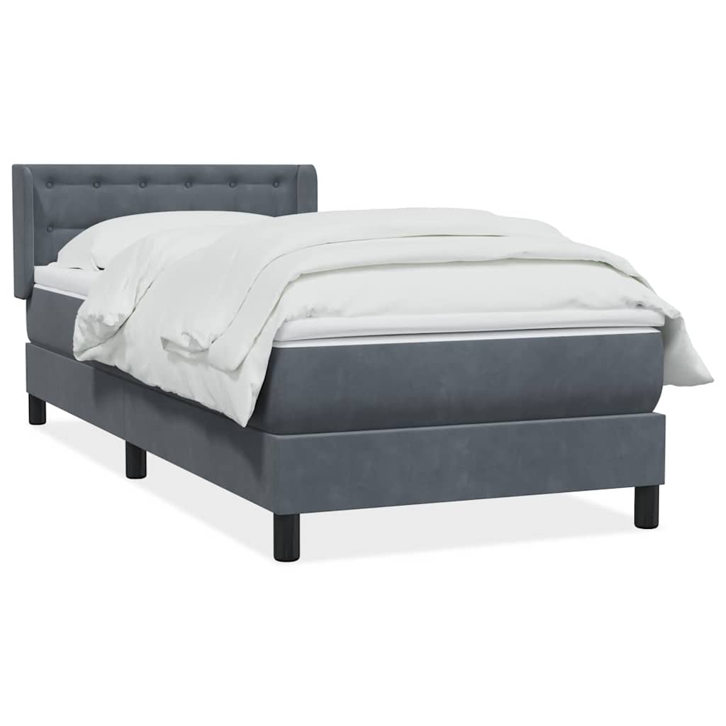 Box spring krevet s madracem tamnosivi 80 x 220 cm baršunasti