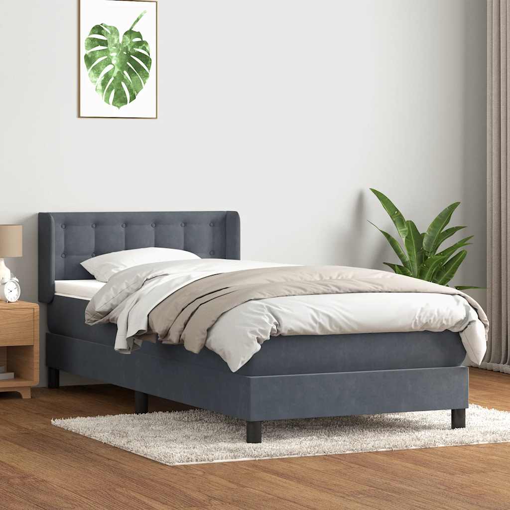 Box spring krevet s madracem tamnosivi 80 x 220 cm baršunasti