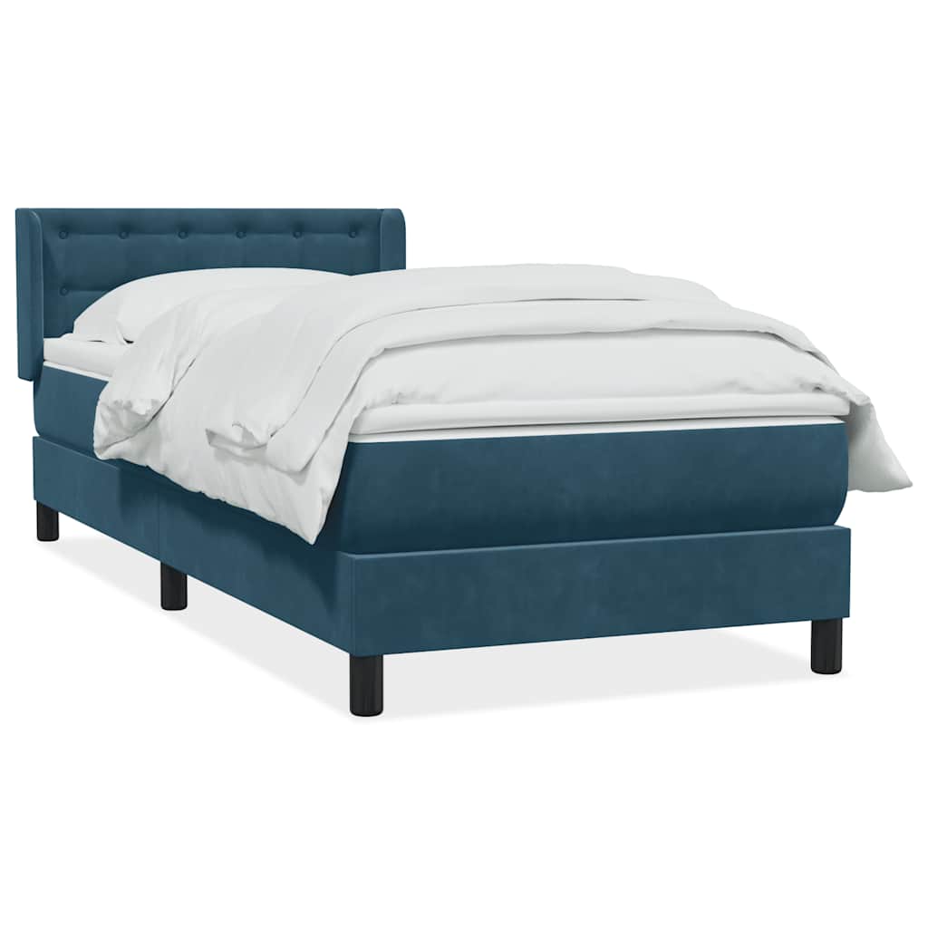 Box spring krevet s madracem tamnoplavi 80x220 cm baršunasti