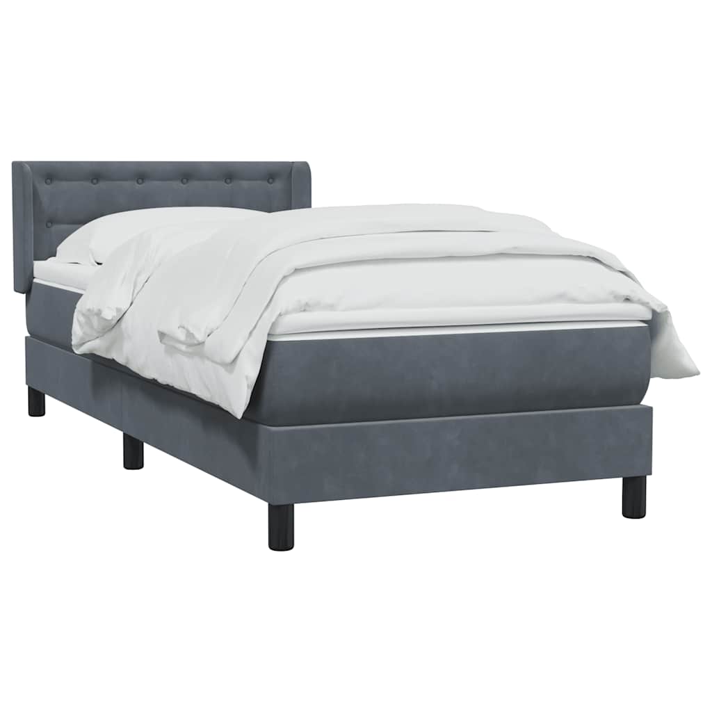 Box spring krevet s madracem tamnosivi 90x220 cm baršunasti
