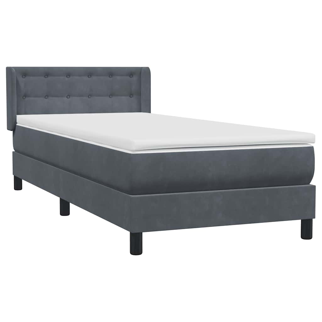 Box spring krevet s madracem tamnosivi 90x220 cm baršunasti