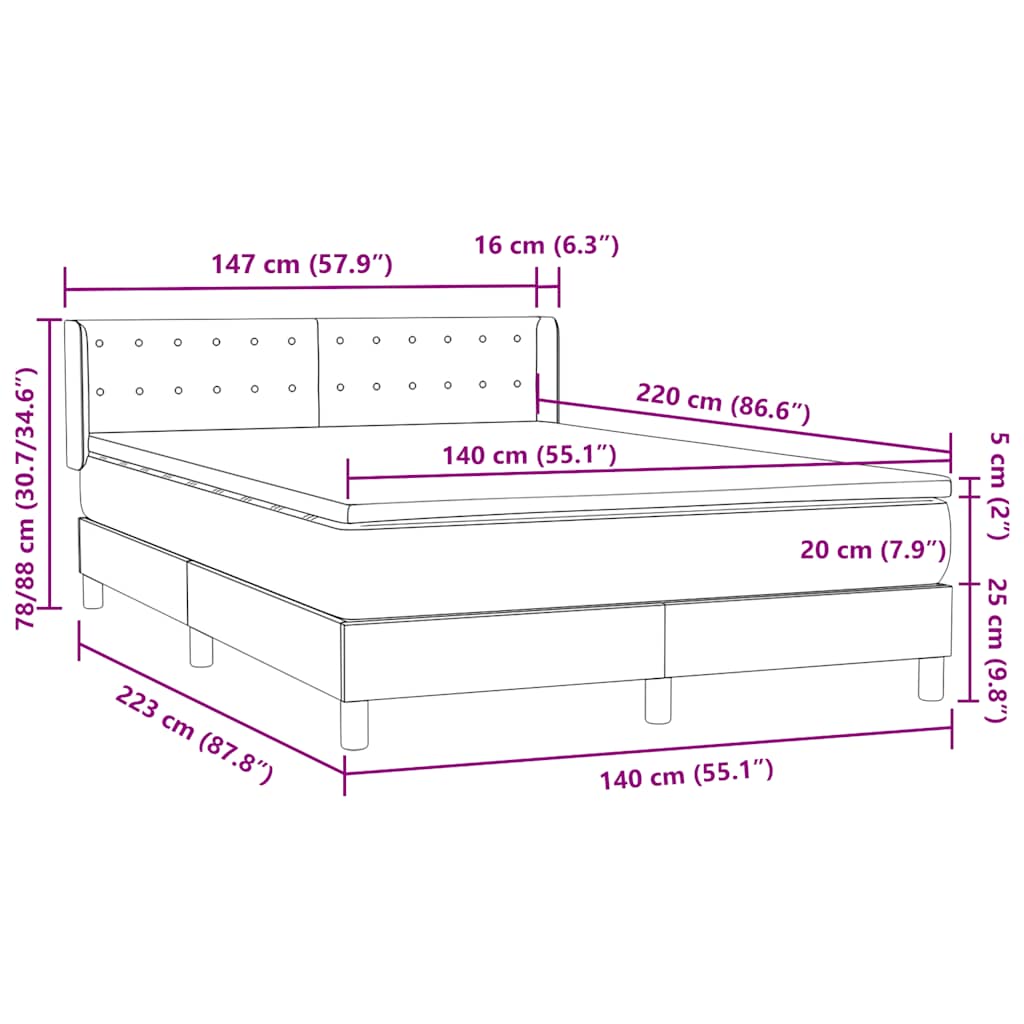 Box Spring krevet s madracem ružičasti 140x220 cm baršun