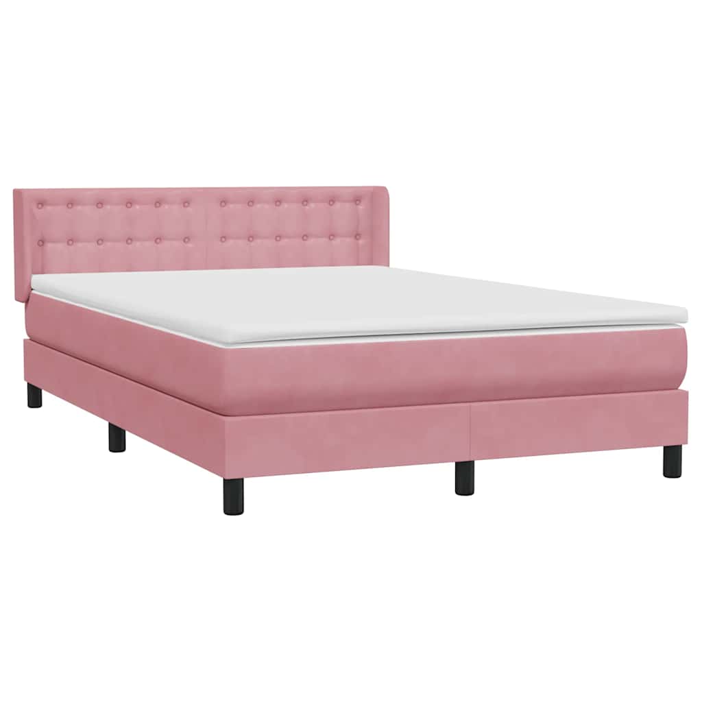 Box Spring krevet s madracem ružičasti 140x220 cm baršun