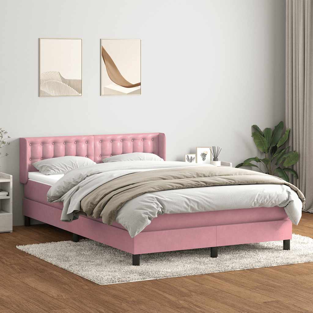 Box Spring krevet s madracem ružičasti 140x220 cm baršun