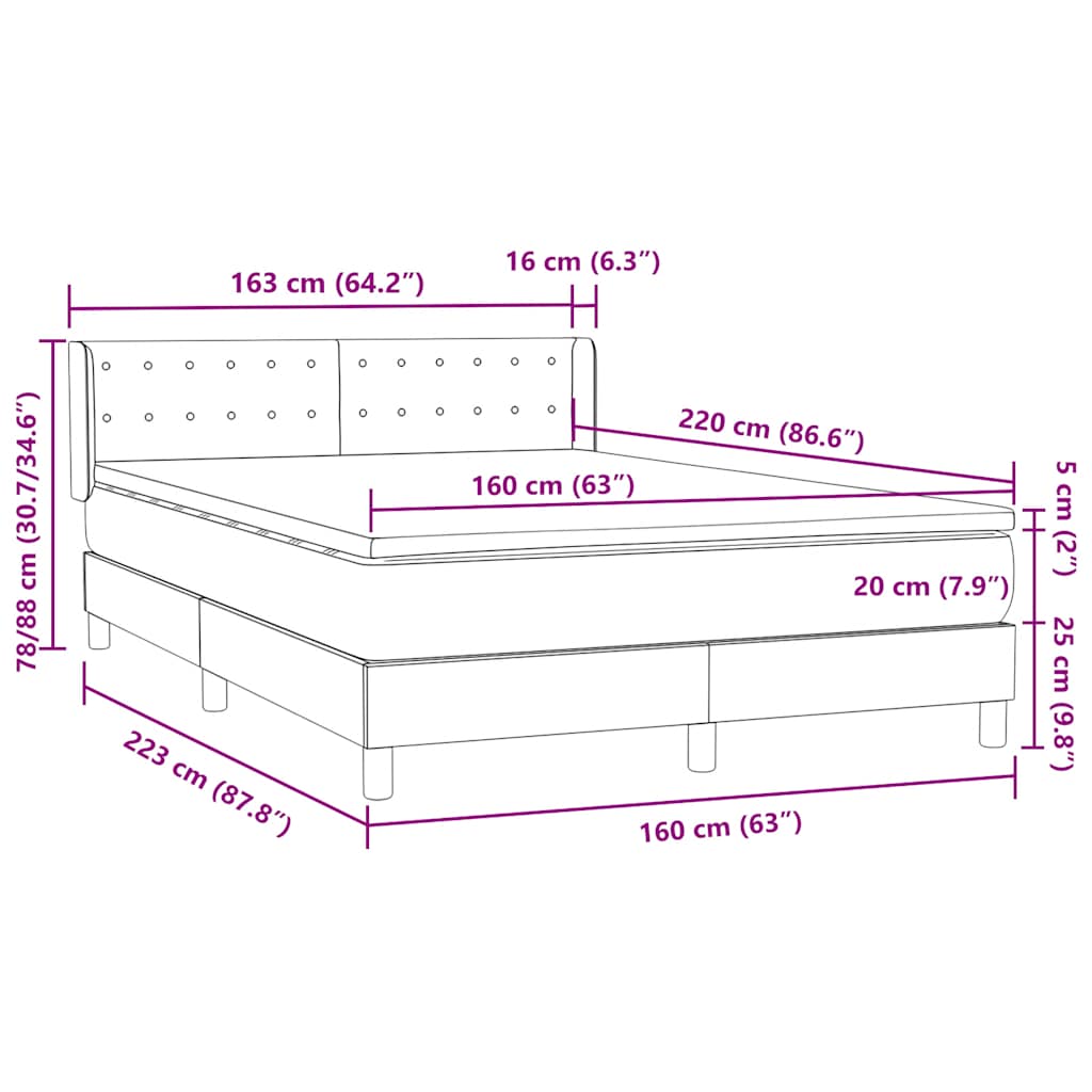 Box Spring krevet s madracem ružičasti 160x220 cm baršun